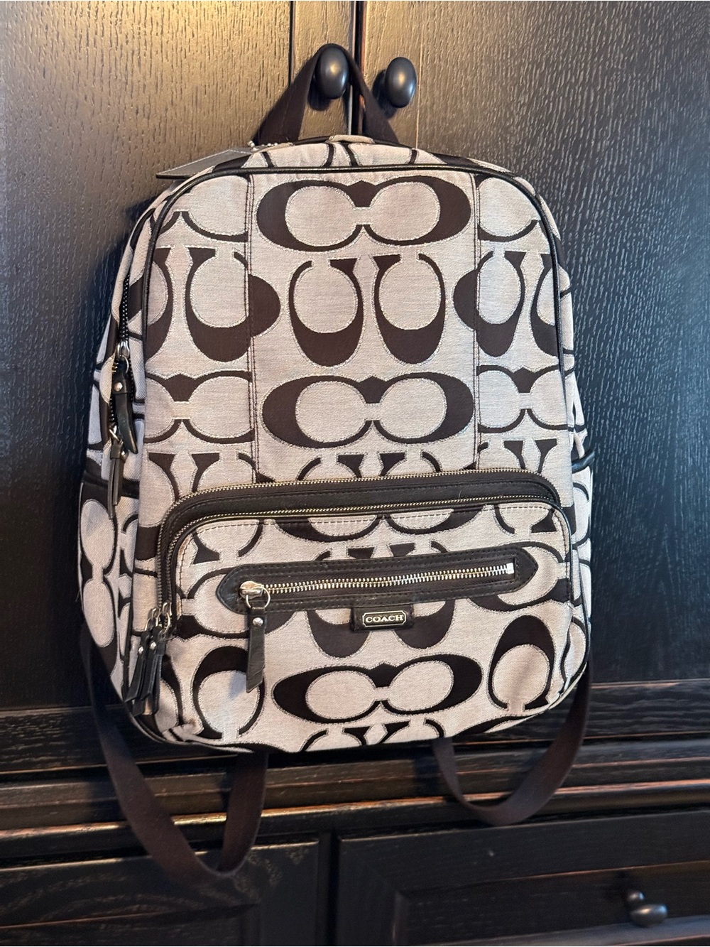 Coach F24365 2013 Signature Jacquard Backpack Black Gray